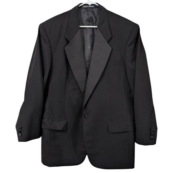 Vintage Pierre Balmain Tuxedo Jacket - Black 100% Wool - S/B Notch - Size 42 REG - Picture 1 of 9
